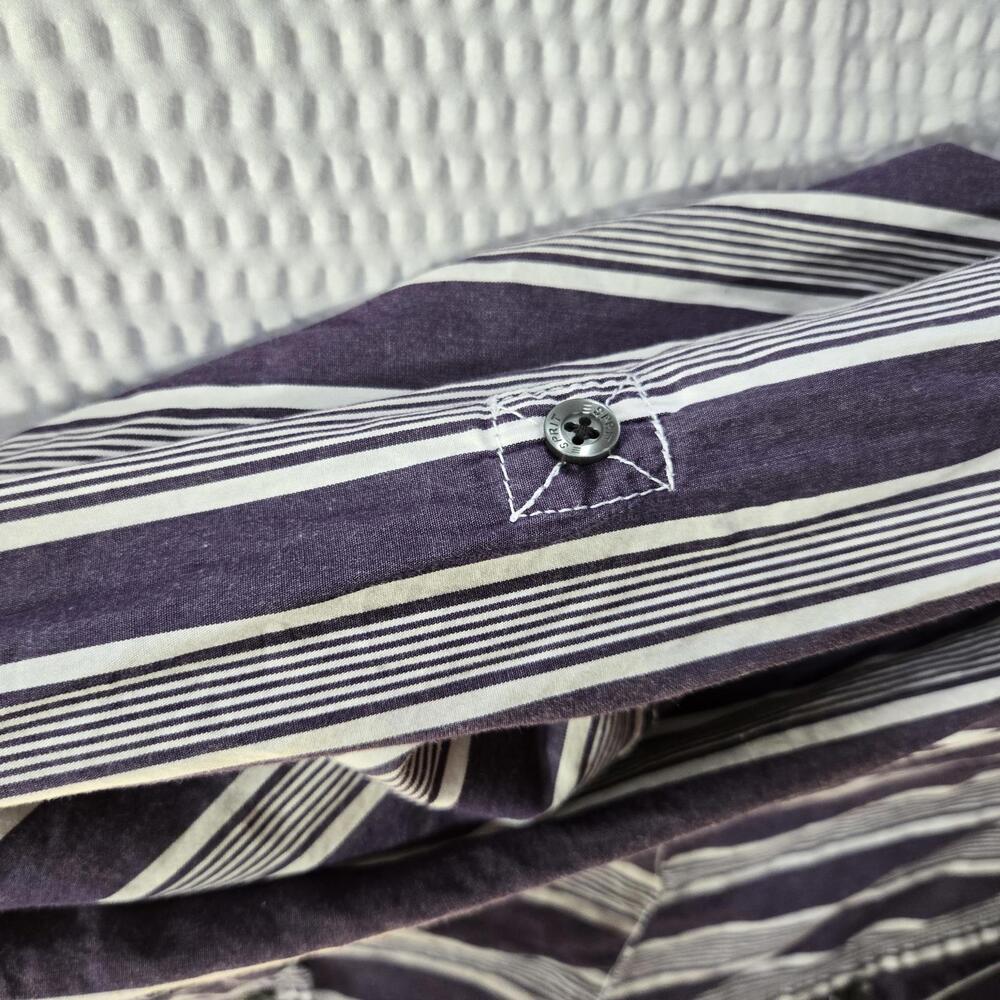 Esprit Men's XL Slim Fit Purple Striped Button Up Shirt Long Sleeve Roll Tab - Picture 7 of 9